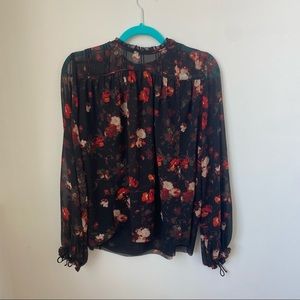 Long sleeve aritzia top with red floral print